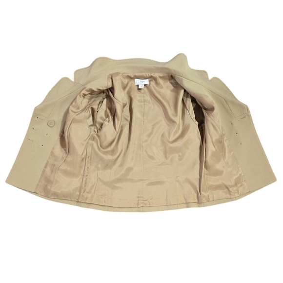 LOFT Camel Tan Cropped Double Breasted Blazer Academia Preppy Neutral - Picture 9 of 10